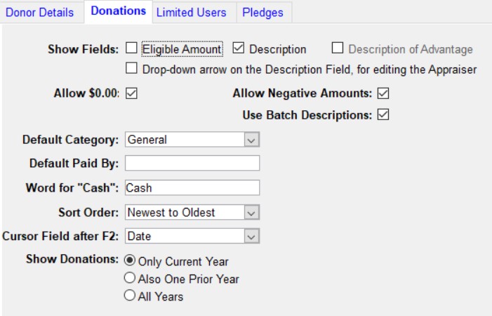 DonationsOptions